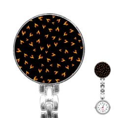 Pattern Flame Black Background Stainless Steel Nurses Watch by Ravend