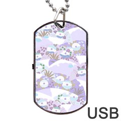 Purple Japanese Pattern Texture Violet Textile Dog Tag Usb Flash (two Sides) by danenraven