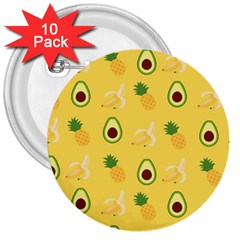 Pineapple Banana Fruit Pattern 3  Buttons (10 Pack)  by Wegoenart