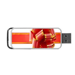 Red Ribbon Bow On White Background Portable Usb Flash (one Side) by artworkshop