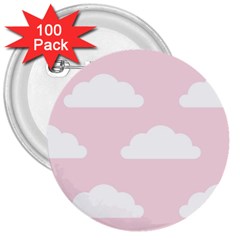 Clouds Pink Pattern   3  Buttons (100 Pack)  by ConteMonfrey
