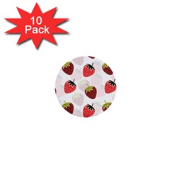 Strawberry Fruit Pattern Background 1  Mini Buttons (10 Pack)  by Wegoenart