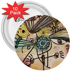 Thoughts Thinkingknowledge Drawing 3  Buttons (10 Pack)  by Wegoenart