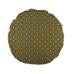 Abstract Beehive Yellow  Standard 15  Premium Flano Round Cushions by ConteMonfrey