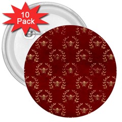 Golden Bees Red Sky 3  Buttons (10 Pack)  by ConteMonfrey