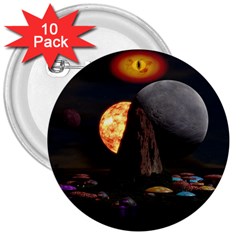 Eye Of Sauron Space Mushroom Moon 3  Buttons (10 Pack)  by Wegoenart