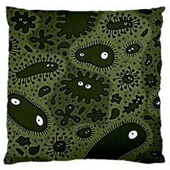 Green Bacteria Digital Wallpaper Eyes Look Biology Pattern Standard Flano Cushion Case (one Side) by danenraven