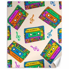 Seamless Pattern With Colorful Cassettes Hippie Style Doodle Musical Texture Wrapping Fabric Vector Canvas 16  X 20  by Ravend