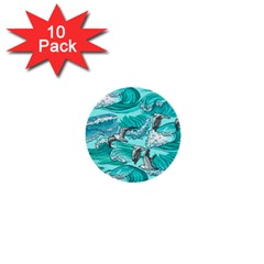 Sea Wave Seamless Pattern 1  Mini Buttons (10 Pack)  by Ravend