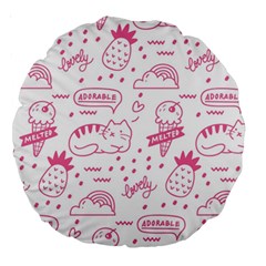 Cute-girly-seamless-pattern Large 18  Premium Round Cushions by Jancukart