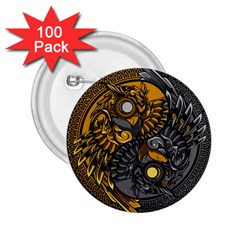 Yin-yang-owl-doodle-ornament-illustration 2 25  Buttons (100 Pack)  by Jancukart
