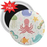 Underwater-seamless-pattern-light-background-funny 3  Magnets (10 pack)  Front