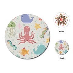 Underwater-seamless-pattern-light-background-funny Playing Cards Single Design (round) by Jancukart