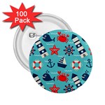 Seamless-pattern-nautical-icons-cartoon-style 2.25  Buttons (100 pack)  Front