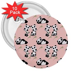 Pandas Pattern Panda Bear 3  Buttons (10 Pack)  by Wegoenart