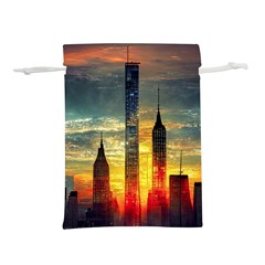 New York City Sunset Dusk Twilight Lightweight Drawstring Pouch (s) by Wegoenart