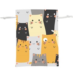 Seamless Pattern Cute Cat Cartoons  Lightweight Drawstring Pouch (xl) by Wegoenart