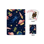 Seamless Pattern With Funny Alien Cat Galaxy Playing Cards Single Design (Mini) Back