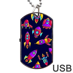 Space Pattern Dog Tag Usb Flash (two Sides) by Wegoenart