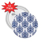 Blue And White Ornament Damask Vintage 2.25  Buttons (10 pack)  Front