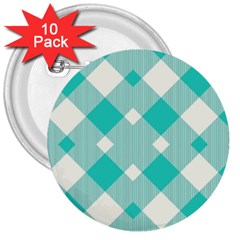 Diagonal Blue Torquoise 3  Buttons (10 Pack)  by ConteMonfrey