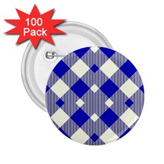 Blue Diagonal Plaids  2 25  Buttons (100 Pack)  by ConteMonfrey