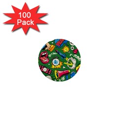 Pop Art Colorful Seamless Pattern 1  Mini Buttons (100 Pack)  by Wegoenart