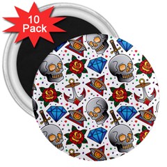 Full Color Flash Tattoo Patterns 3  Magnets (10 Pack)  by Wegoenart