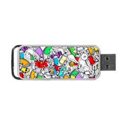 Graffit Characters Seamless Pattern Art Portable Usb Flash (two Sides) by Wegoenart
