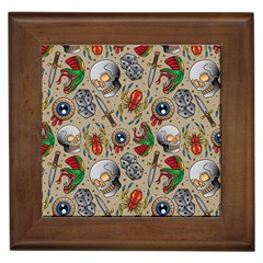 Tattoo Pattern Framed Tile by Wegoenart