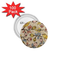 Seamless Pattern With Flower Bird 1 75  Buttons (100 Pack)  by Wegoenart