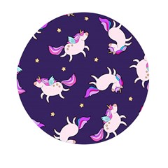 Fantasy Fat Unicorn Horse-pattern Fabric Design Mini Round Pill Box (pack Of 3) by Wegoenart