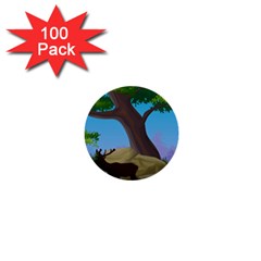 Nature Background Illustration Landscape 1  Mini Buttons (100 Pack)  by Wegoenart