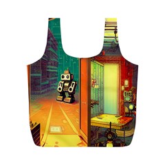 Illustration Robot Cute Sweet Futuristic Full Print Recycle Bag (m) by Wegoenart
