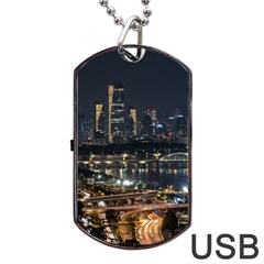 Seoul Building City Night View Dog Tag Usb Flash (one Side) by Wegoenart