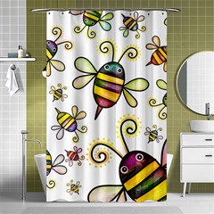 Bee Doodle Cartoon Shower Curtain 48  X 72  (small)  by Wegoenart