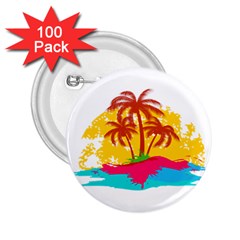 Holiday Tropical Elements Leaf Orange 2 25  Buttons (100 Pack)  by Jancukart