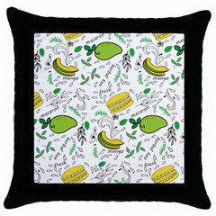 Hamburger With Fruits Seamless Pattern Throw Pillow Case (black) by Jancukart
