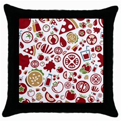 Pizza Seamless Pattern Background Throw Pillow Case (black) by Jancukart