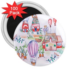 Easter Village  3  Magnets (100 Pack) by ConteMonfrey