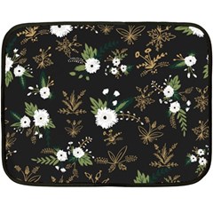 Black And White Floral Textile Digital Art Abstract Pattern Fleece Blanket (mini) by danenraven