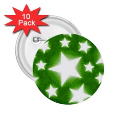 Snowflakes And Star Patterns Green Stars 2 25  Buttons (10 Pack)  by artworkshop