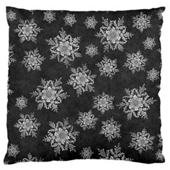 Snowflakes And Star Patterns Grey Snow Large Cushion Case (one Side) by artworkshop