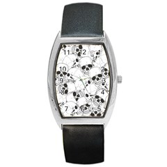 Skull Pattern Barrel Style Metal Watch by Valentinaart