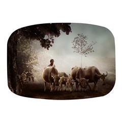 Man Cattle Animals Cows Bulls Calves Mammals Mini Square Pill Box by danenraven