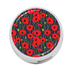 Background Poppies Flowers Seamless Ornamental 4-port Usb Hub (one Side) by Ravend