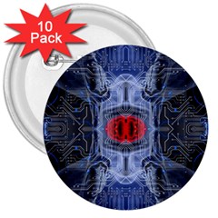 Art Robot Artificial Intelligence Technology 3  Buttons (10 Pack)  by Ravend