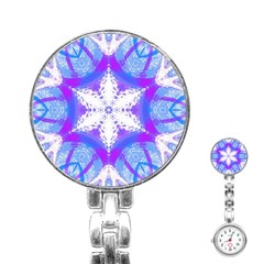 Snowflake Kaleidoscope Template Background Stainless Steel Nurses Watch by Ravend