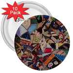 Background Embroidery Pattern Stitches Abstract 3  Buttons (10 pack)  Front