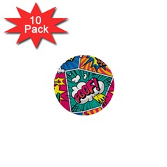 Comic Colorful Seamless Pattern 1  Mini Buttons (10 Pack)  by Pakemis